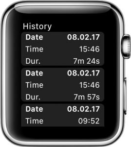 Overview of recorded workouts on the Apple Watch.